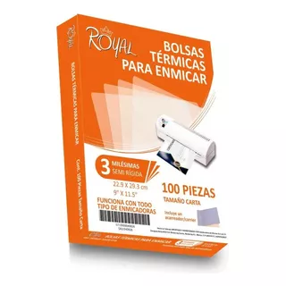 Mica Térmica Royal 040826 Para Enmicar Carta 3mil. 100pzs