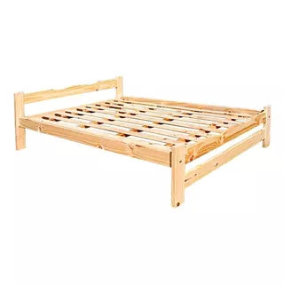 Cama Tradicional Ohventas 2 1/2 Plazas Color Natural Fabricada En Madera