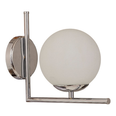 Aplique World Cromado Apto Led Pared Deco Globo Opal 15cm