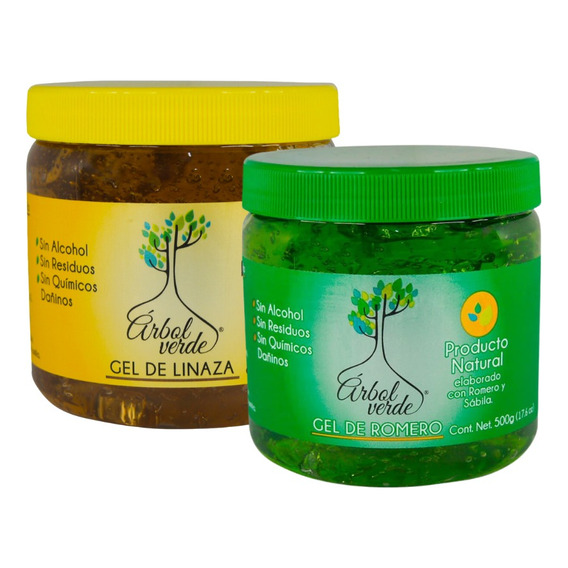 1 Gel De Linaza De 500g + 1 Gel De Romero 500g Árbol Verde