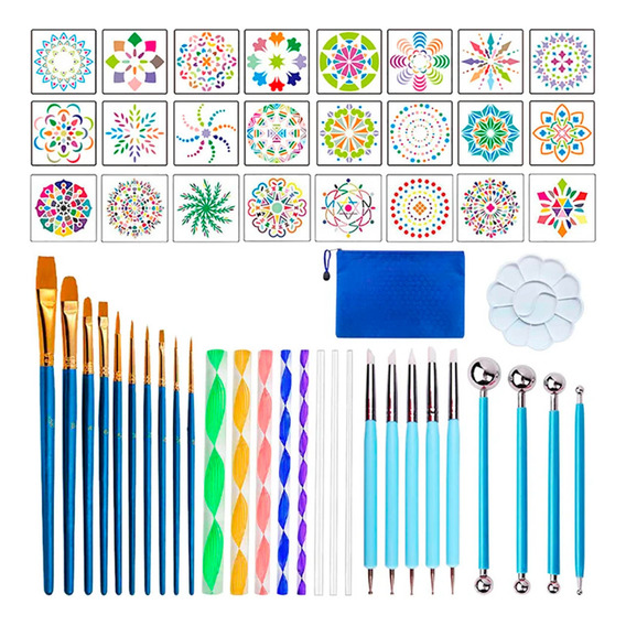 Set Arte 52 Ps Mandalas C Bolso Pinceles Pintura Diy El Rey