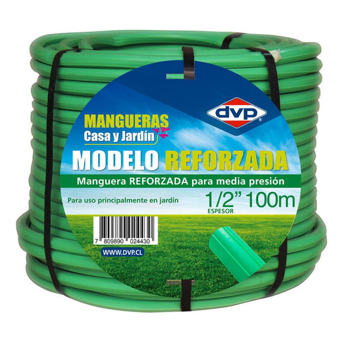 Manguera Pvc Reforzada 100mts 1/2 Pulgadas Dvp Color Verde claro