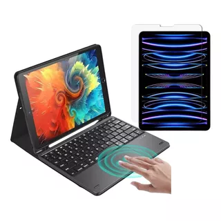 Estuche Teclado Con Trackpad Para iPad + Vidrio Templado