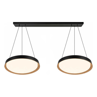 Colgante Doble Nordic R Led Negro Madera Control Remoto Negro/madera