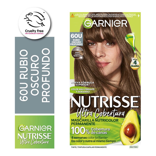 Kit Nutrisse Ultra Cobertura Garnier Coloración Permanente Tono 60 ultra cobertura