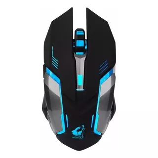 Mouse Gamer Óptico Inalámbrico Luz Led Multicolor Recargable Color Black