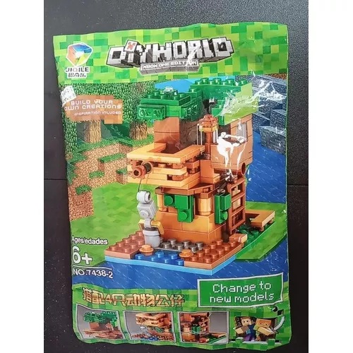 Casa na árvore Minecraft Bloco de montar inclui 4 bonecos brinquedo