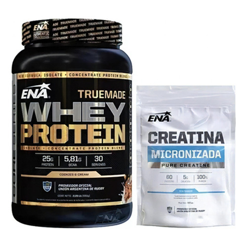 True Made Whey Protein 2lbs + Creatina Micronizada 300g Ena Sabor Cookies & cream