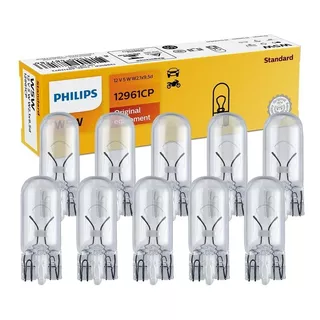 Kit C/100 Lampada Philips Esmagada La12961 Pingo 12v 5w