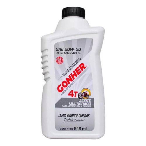 Aceite Moto Mineral 20w50 4 Tiempos Gt Turbo 950ml Gonher