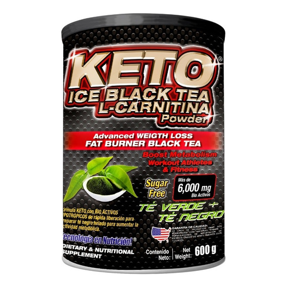 Keto Ice Black Tea L- Carnitina En Polvo Fnt 600 Gr Sabor Te Verde Y Te Negro