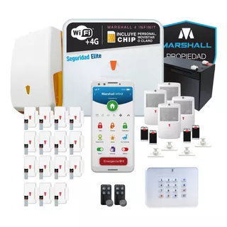 Kit Alarma Marshall 4 Gprs 4g Wifi Chip Teclado 