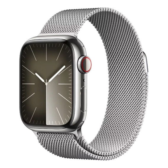 Apple Watch Series 9 GPS + Celular • Caja de acero inoxidable color plata de 45 mm • Correa estilo milanés color plata - Distribuidor autorizado