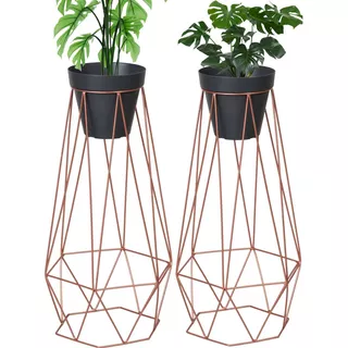 2 Suporte Tripé Diamante Com Vaso Plantas Chão 60cm Alto