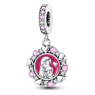 Charm Para Pulsera Mamá Y Bebé Dije Zirconias Plata S925