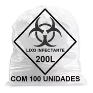 Saco De Lixo Infectante 200 Litros Branco Hospitalar C/100 