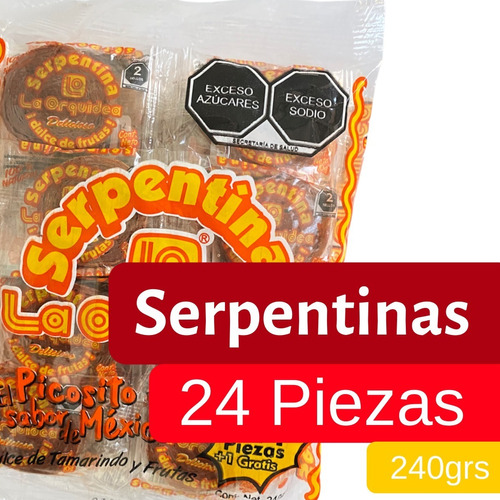 Serpentina Dulce De Tamarindo Para Botana Bolsa De 25 Piezas