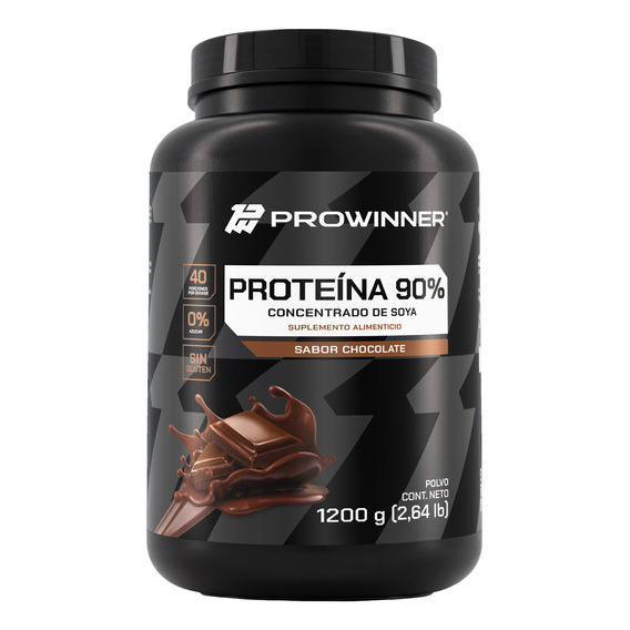 Proteína  Prowinner 90% Concentrado De Soya Polvo (1200 g)  Sabor Chocolate
