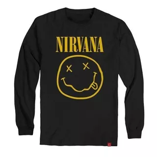 Camiseta Manga Longa Nirvana Banda Camisa Manga Comprida