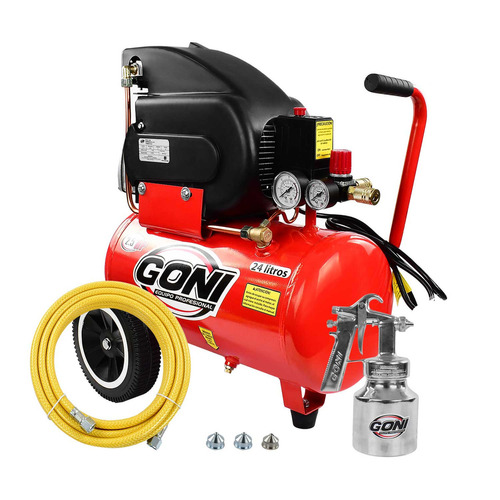 Compresor de aire eléctrico Goni 940P bifásica 24L 2.5hp 127V 60Hz rojo