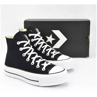 Converse Plataforma Bota Negro Dama 100% Originales