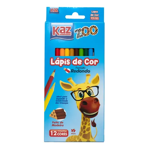 Lápis De Cor C/12 Cores Zoo - Kaz | MercadoLivre
