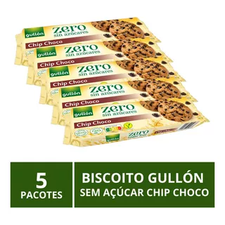 Biscoito Gullón Sem Açúcar, Chip Choco, 5 Pacotes