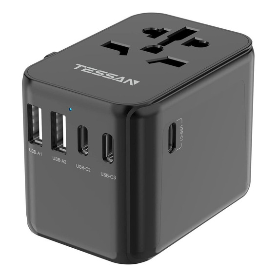 Adaptador De Corriente Internacional, 3 Puertos Usb C +2 Pue