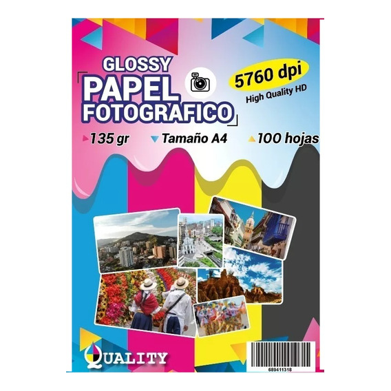 Papel Fotografico 135 Gr, Premium, A4 X 100 Unidades