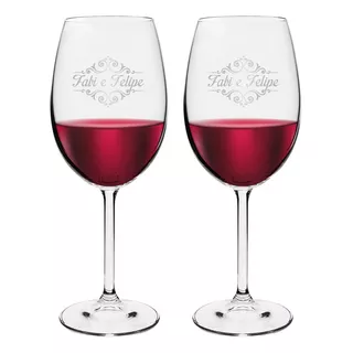 2 Taças De Vinho 625ml Cristal Personalizada Marca Bohemia