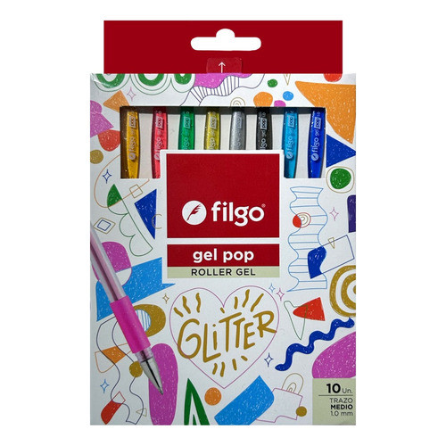 Lapicera Glitter Gel Pop Filgo Con Brillos X 10 Colores Color de la tinta Citrus Color del exterior Multi color