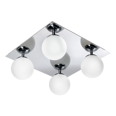 Plafon 2 Luces Elyn Cromo Globo Opal Apto G9 Deco Diseño