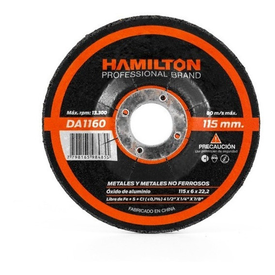 Disco Abrasivo Desbaste 115x6mm Acero Hierro Hamilton Da1160