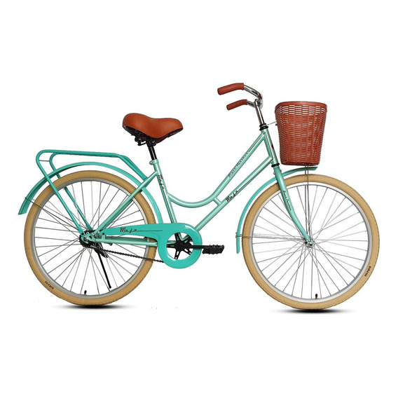 Bicicleta urbana femenina Black Panther Maja R24 1v freno contrapedal color verde con pie de apoyo