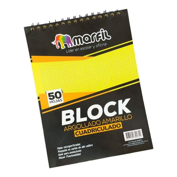 Block Argollado Amarillo Carta Cuadrado Marfil Taydem
