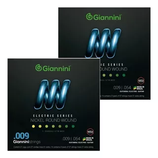 Kit 2 Encordoamento Guitarra Giannini Geegst.9 Nickel