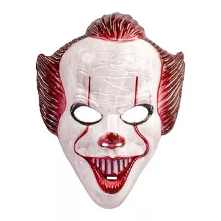 Mascara It Payaso Pennywise Plástico Rígido Halloween Color Blanco Y Rojo Payaso Maldito