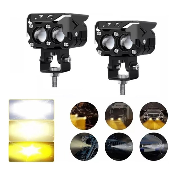 Par Faros De Lupa 120w Doble Color Spot Luz Para Auto Moto