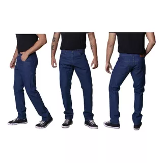 Kit 3 Calças Jeans Barata Reforçada Masculino Uniforme 