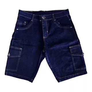 Bermuda Jeans Lycra Cargo Masculina