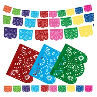 Papel Picado - Enramada Plástico Destello Floral 