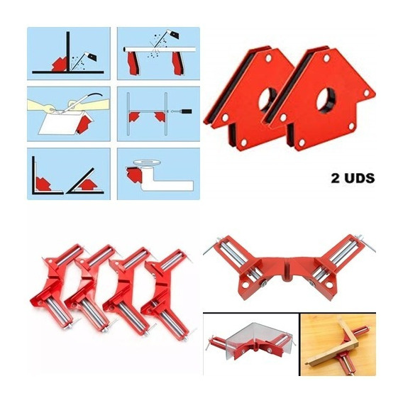 2 Angulos Imantados  Para Soldar + 4 Prensas Encuadrar 