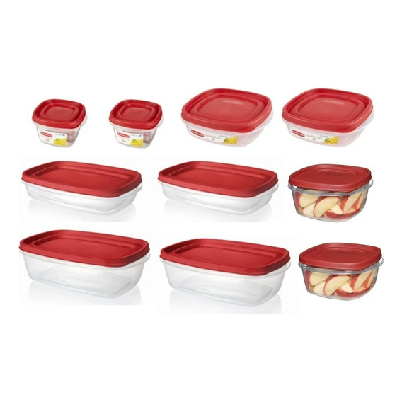 Set De 10 Contenedores Rubbermaid Easy Find Lids Original