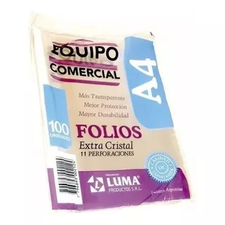 Folios A4 Luma Polietileno Borde Blanco X 100 U