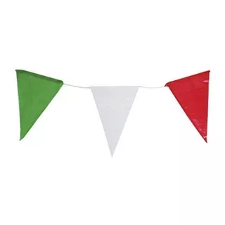 Decoración Banderín Plástico Tricolor Liso 10m, 10 Piezas