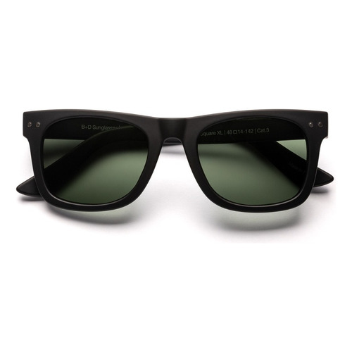 Anteojos Sol B+d Square Xl Protección Uv 400 Negro Color de la lente Verde