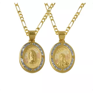 Hermosas Medallas Nuestra Boda Oval Oro 10k + Cadena Msi