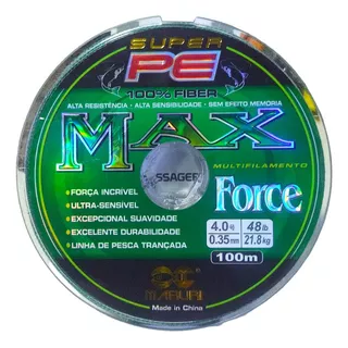 Linha Multifilamento Super Pe 4x Max Force Verde 100m 0.35mm