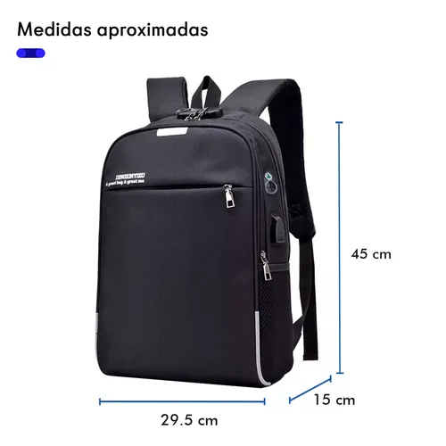 Mochila Antirrobo Impermeable Anticorte Puerto Usb - Negro GENERICO