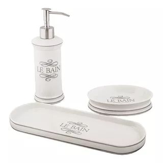 Set De Baño De Porcelana | Dispenser Jabonera Y Bandeja